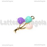 Charm Palloncini in metallo dorato smaltato 25x15mm