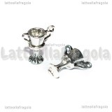 Charm Coppa 3D in metallo argento antico 20x16mm