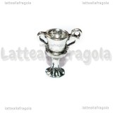Charm Coppa 3D in metallo argento antico 20x16mm