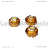 Perla in Lampwork Miele con inserto Oro Metallizzato 14.5x10mm