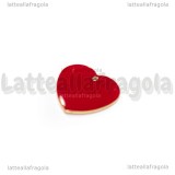 Ciondolo Cuore double-face in rame dorato smaltato rosso 16mm