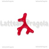 Ciondolo Rametto di Corallo 3D in metallo smaltato rosso 25x15mm
