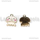 Charm Medusa in metallo dorato smaltato 15x10mm