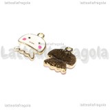 Charm Medusa in metallo dorato smaltato 15x10mm