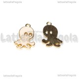 Charm Polpo in metallo dorato smaltato 18x11mm