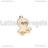 Charm Polpo in metallo dorato smaltato 18x11mm