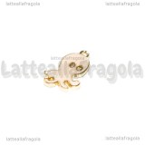 Charm Polpo in metallo dorato smaltato 18x11mm