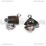 Charm Cappello di Laurea 3D Tocco in metallo argentato 20x13mm