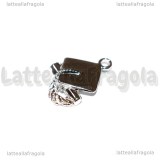 Charm Cappello di Laurea 3D in metallo argentato 20x13mm