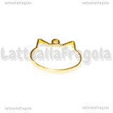 Ciondolo Bezel Testa di Gatto in metallo gold plated 20x13mm