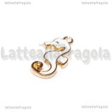 Charm Cavalluccio Marino in metallo dorato smaltato bianco 21x10mm