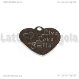 Ciondolo Cuore Live Love Smile in Acciaio Inox 18x17mm	