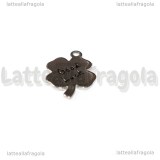 Ciondolo Quadrifoglio Good Luck in Acciaio Inox 16x12mm	