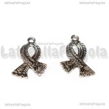 Ciondolo Sciarpa double-face in metallo argento antico 23.5x16.5mm