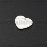 Ciondolo Cuore double-face in rame dorato smaltato bianco 16mm