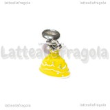Ciondolo Vestito di Belle 3D della Bella e la Bestia in metallo argentato smaltato 28x14mm