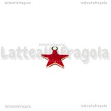 Charm Stella in ottone dorato smaltato rosso 10.5x10mm