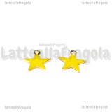 Charm Stella in ottone dorato smaltato giallo 10.5x10mm
