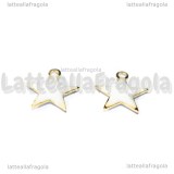 Charm Stella in ottone dorato smaltato bianco 10.5x10mm