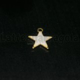 Charm Stella in ottone dorato smaltato bianco 10.5x10mm