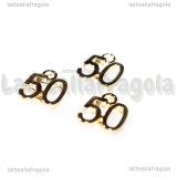 Charm numero 50 in metallo Gold Plated 12x10mm