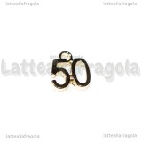 Charm numero 50 in metallo Gold Plated 12x10mm