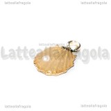 Charm Conchiglia in metallo dorato smaltato rosa 18x12mm