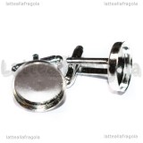 Gemelli in ottone argentato con base cammeo da 16mm