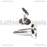 Gemelli in ottone argentato con base cammeo da 16mm