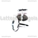 Gemelli in metallo Silver Plated con base cammeo da 20mm