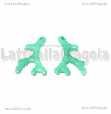 Ciondolo Rametto di Corallo 3D in metallo smaltato tiffany 25x15mm