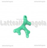 Ciondolo Rametto di Corallo 3D in metallo smaltato tiffany 25x15mm