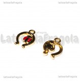 Charm Ferro di Cavallo con Coccinella in metallo dorato smatlato 17x12mm