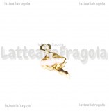 Charm Ballerina in metallo dorato smaltato rosa 22x10mm