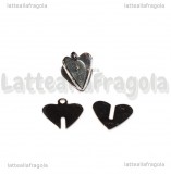 Ciondolo Cuore 3D componibile in metallo argentato 10x10mm
