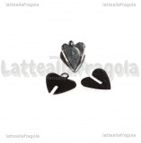 Ciondolo Cuore 3D componibile in metallo argentato 10x10mm