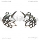 Ciondolo Unicorno filigranato in metallo argento antico 28x23mm