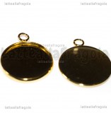 Base tonda in Acciaio gold plated per cammeo 20mm