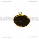 Base tonda in Acciaio gold plated per cammeo 20mm