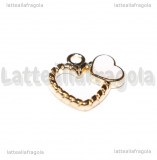 Ciondolo Cuore in metallo dorato smaltato rosa 18mm