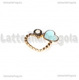 Ciondolo Cuore in metallo dorato smaltato azzurro 18mm