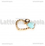 Ciondolo Cuore in metallo dorato smaltato azzurro 18mm