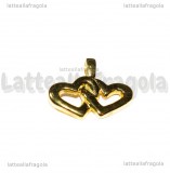 Charm Cuori intracciati in metallo gold plated 21x7mm