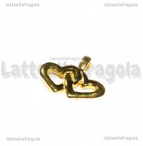 Charm Cuori intracciati in metallo gold plated 21x7mm