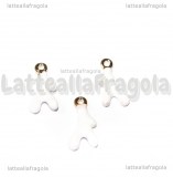 Charm Rametto di Corallo 3D in metallo dorato smaltato bianco 18x9mm