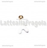 Charm Rametto di Corallo 3D in metallo dorato smaltato bianco 18x9mm