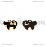 Charm Gatto in metallo dorato smaltato nero 12x12mm