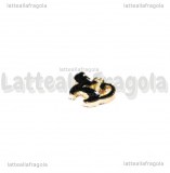 Charm Gatto in metallo dorato smaltato nero 12x12mm
