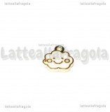 Charm Nuvola in metallo dorato smaltato 13x12mm