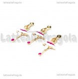 Ciondolo Ballerina 3D in metallo dorato smaltato 23x9mm